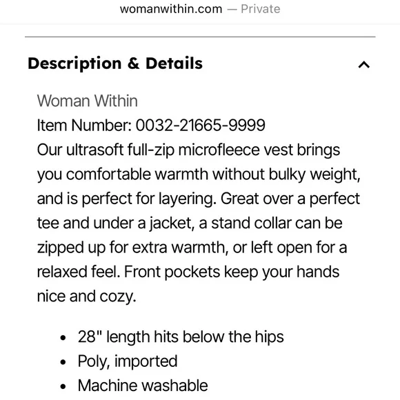 Woman Within - Zip Front Vest - Picture 5 of 6